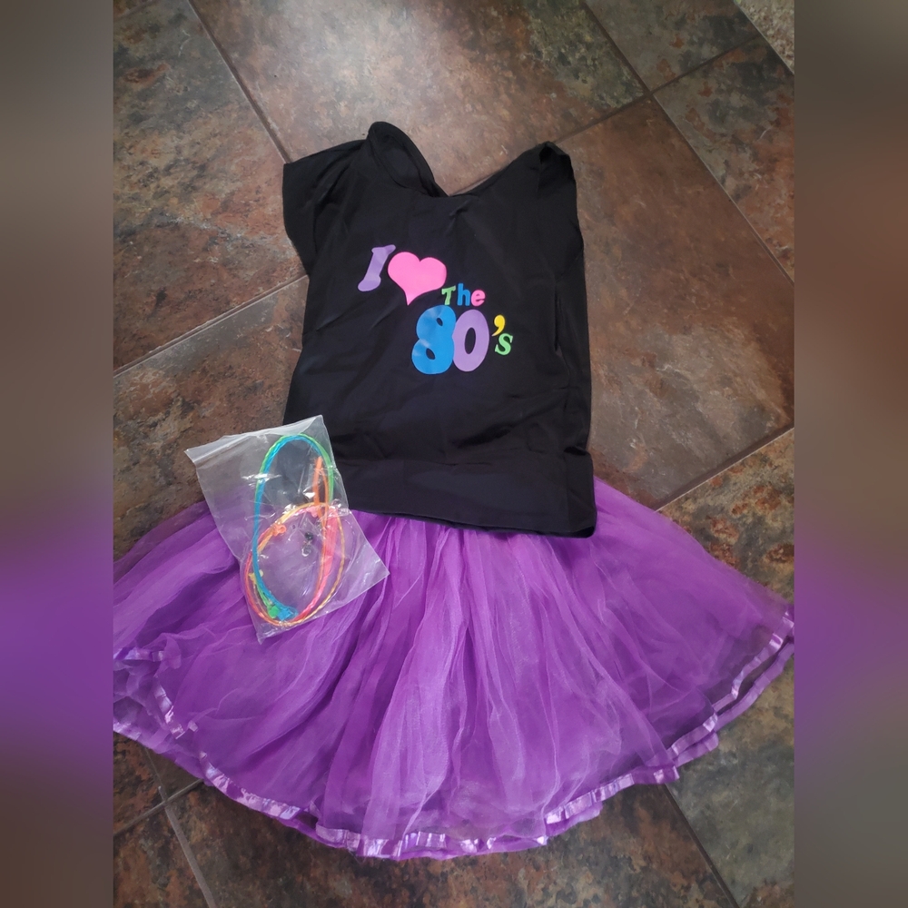 80s Kids Costume with Purple Tutu
